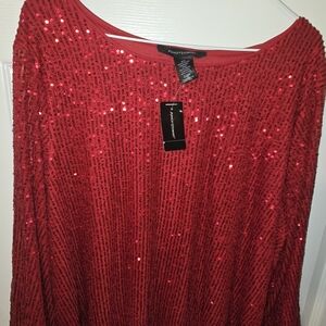 Ashley Stewart Red Sequin Blouse
